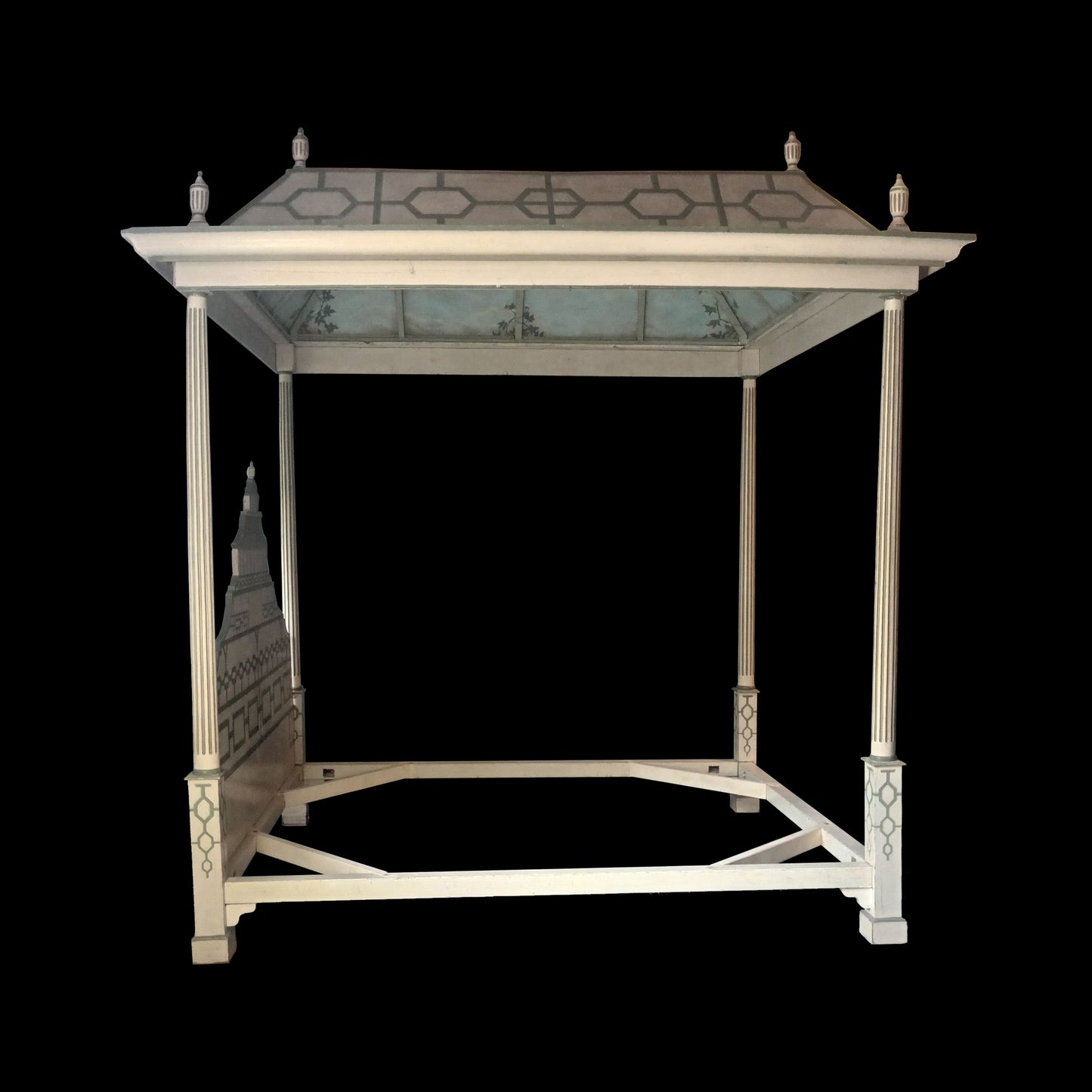 An Edwardian Freestanding Four Poster Bed