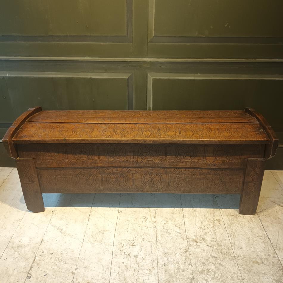 Scandinavian Carved Beechwood Coffer