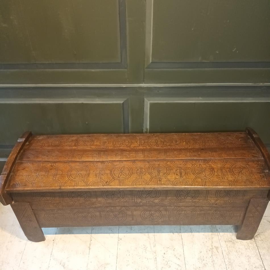 Scandinavian Carved Beechwood Coffer