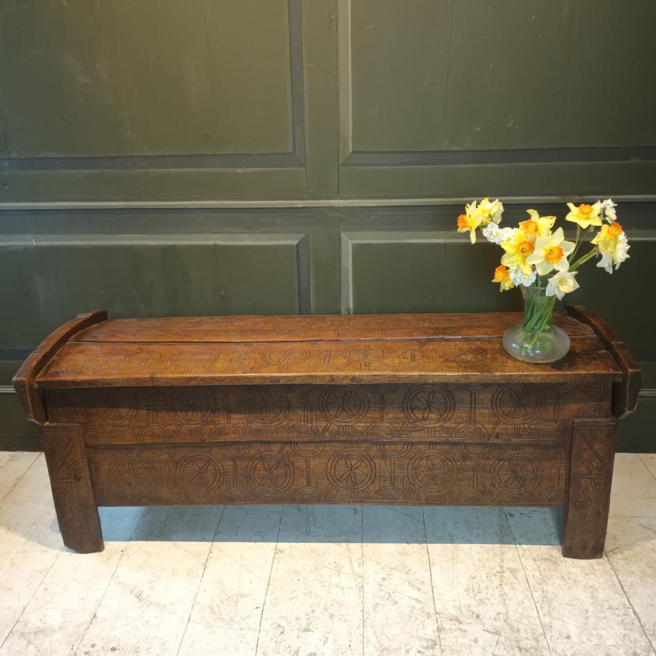 Scandinavian Carved Beechwood Coffer