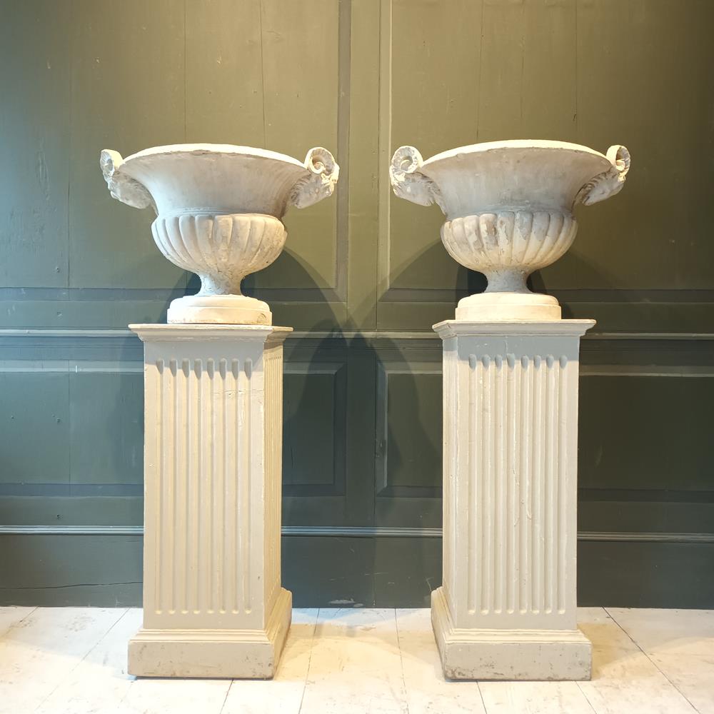 A Pair Of 19th Century Limestone Urns