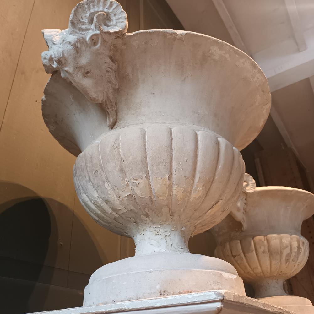 A Pair Of 19th Century Limestone Urns