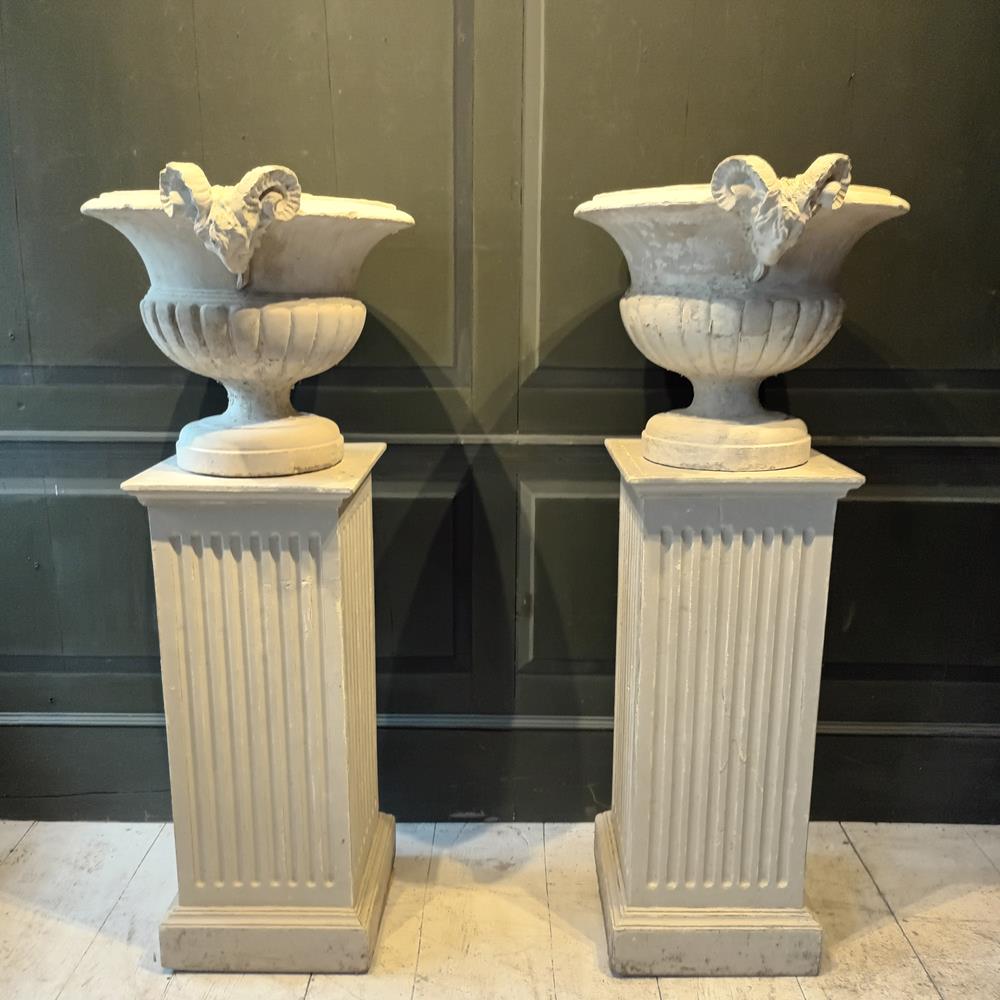 A Pair Of 19th Century Limestone Urns