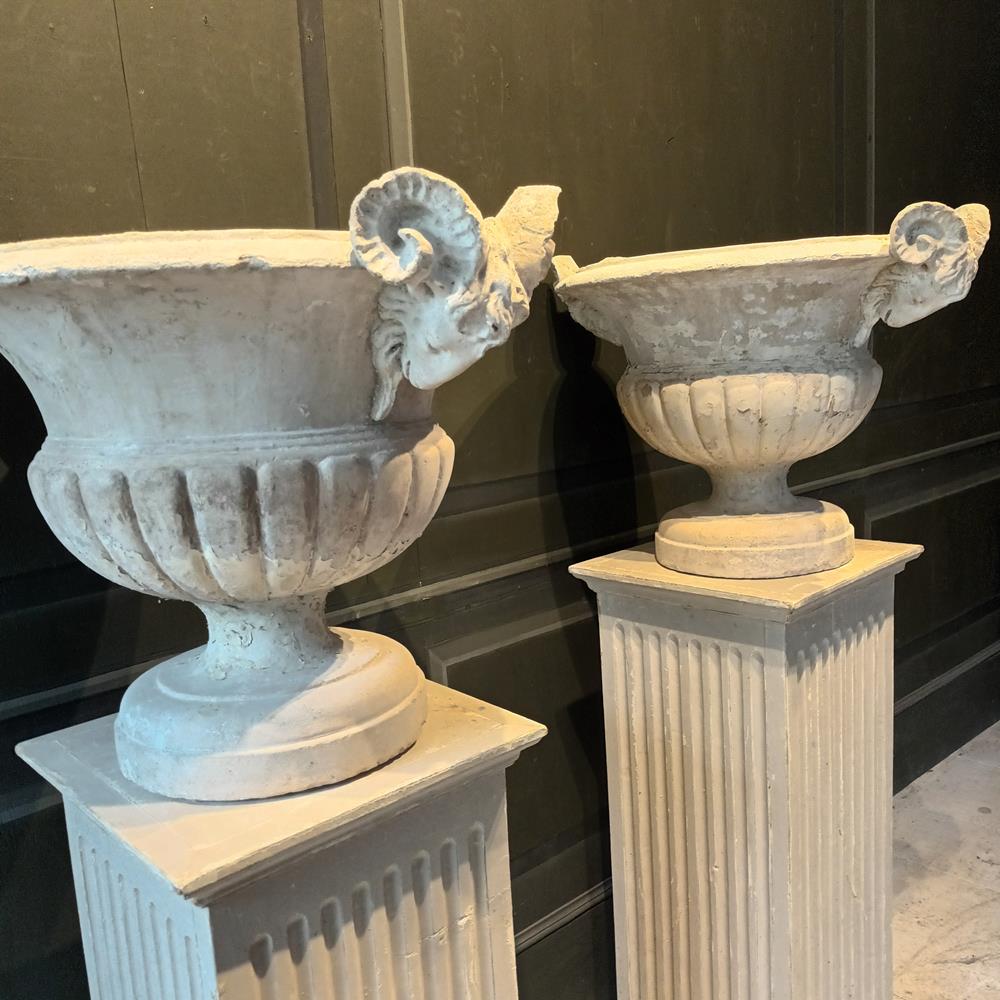 A Pair Of 19th Century Limestone Urns