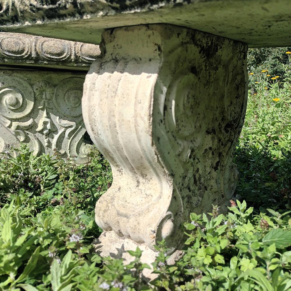 A Pair Of Curved Stone Garden Benches