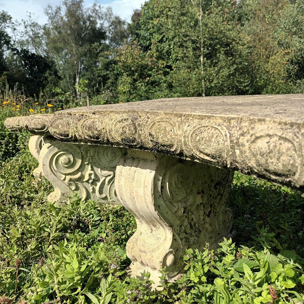 A Pair Of Curved Stone Garden Benches