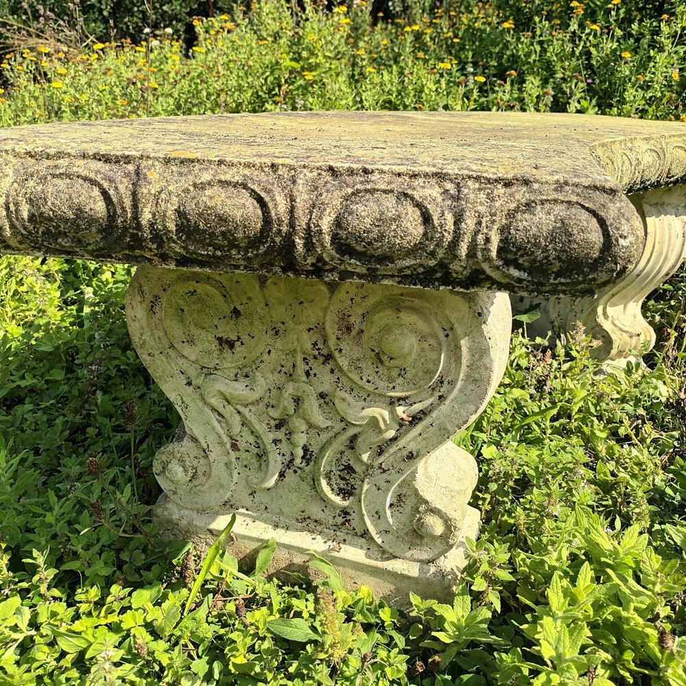 A Pair Of Curved Stone Garden Benches