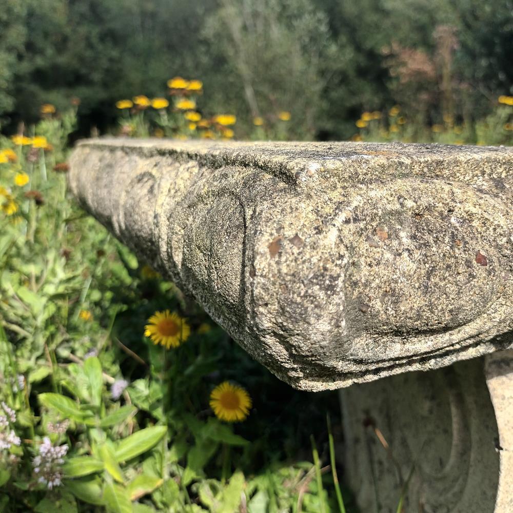A Pair Of Curved Stone Garden Benches