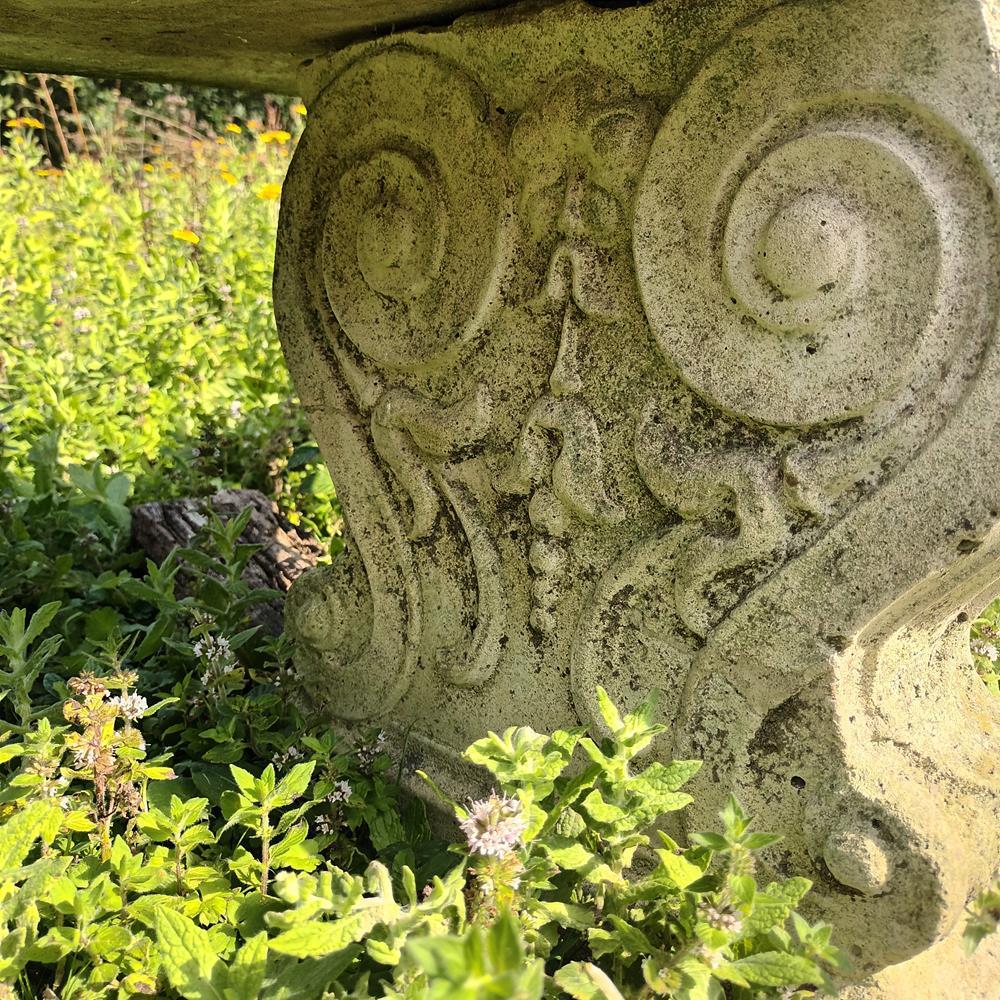A Pair Of Curved Stone Garden Benches