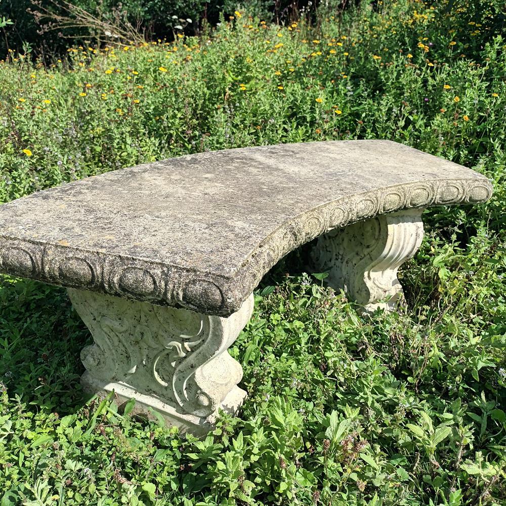 A Pair Of Curved Stone Garden Benches