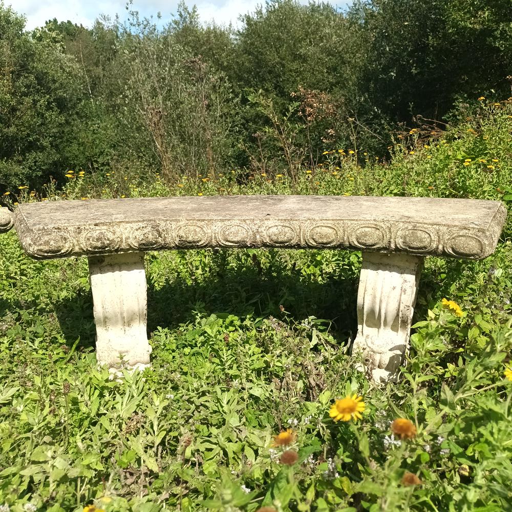 A Pair Of Curved Stone Garden Benches