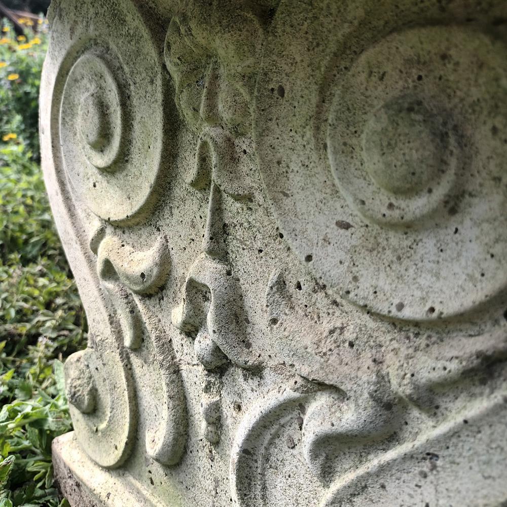 A Pair Of Curved Stone Garden Benches