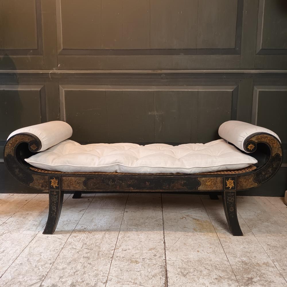 Regency Black Lacquered Window Seat