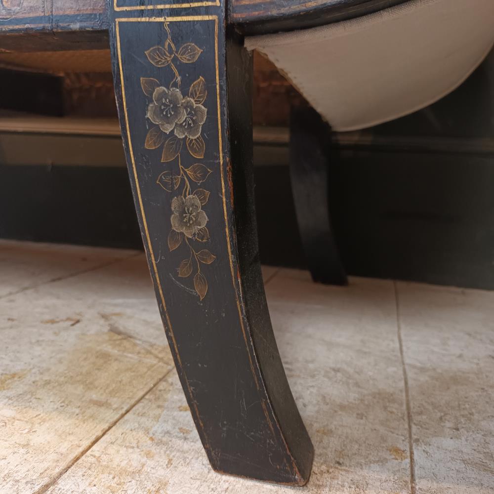Regency Black Lacquered Window Seat