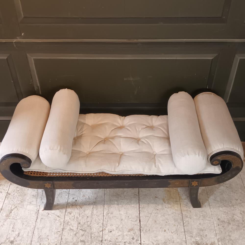 Regency Black Lacquered Window Seat