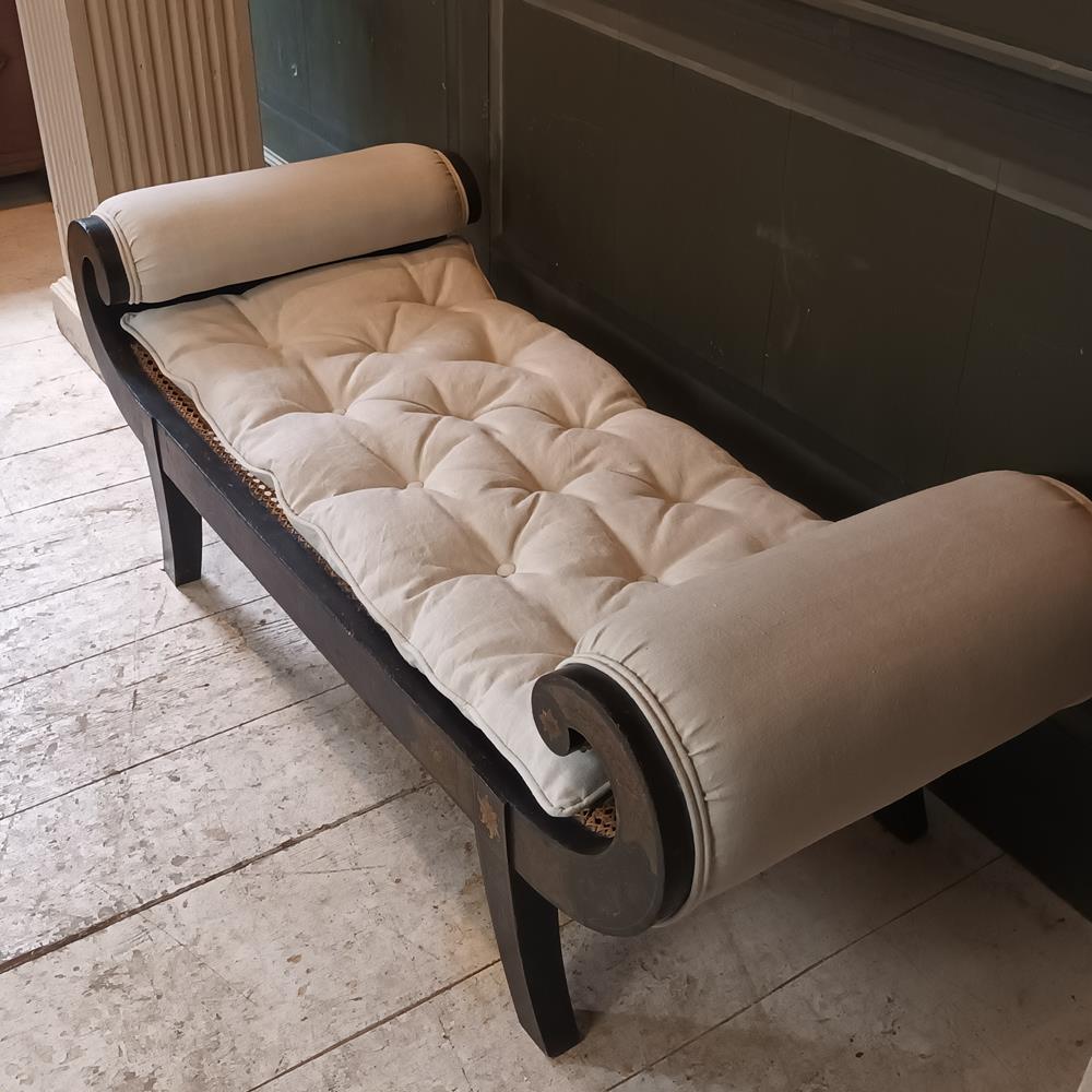 Regency Black Lacquered Window Seat