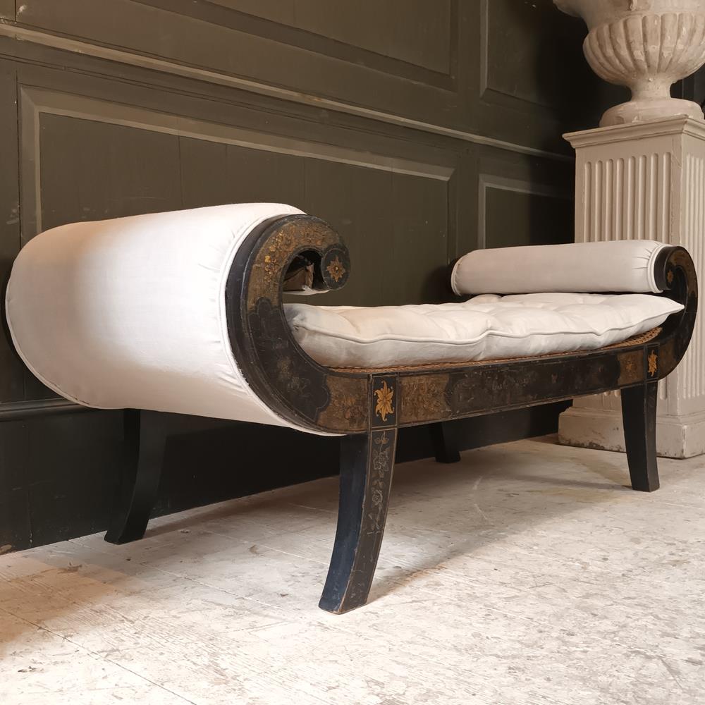 Regency Black Lacquered Window Seat