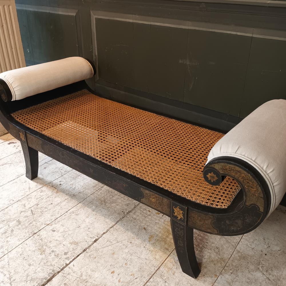 Regency Black Lacquered Window Seat