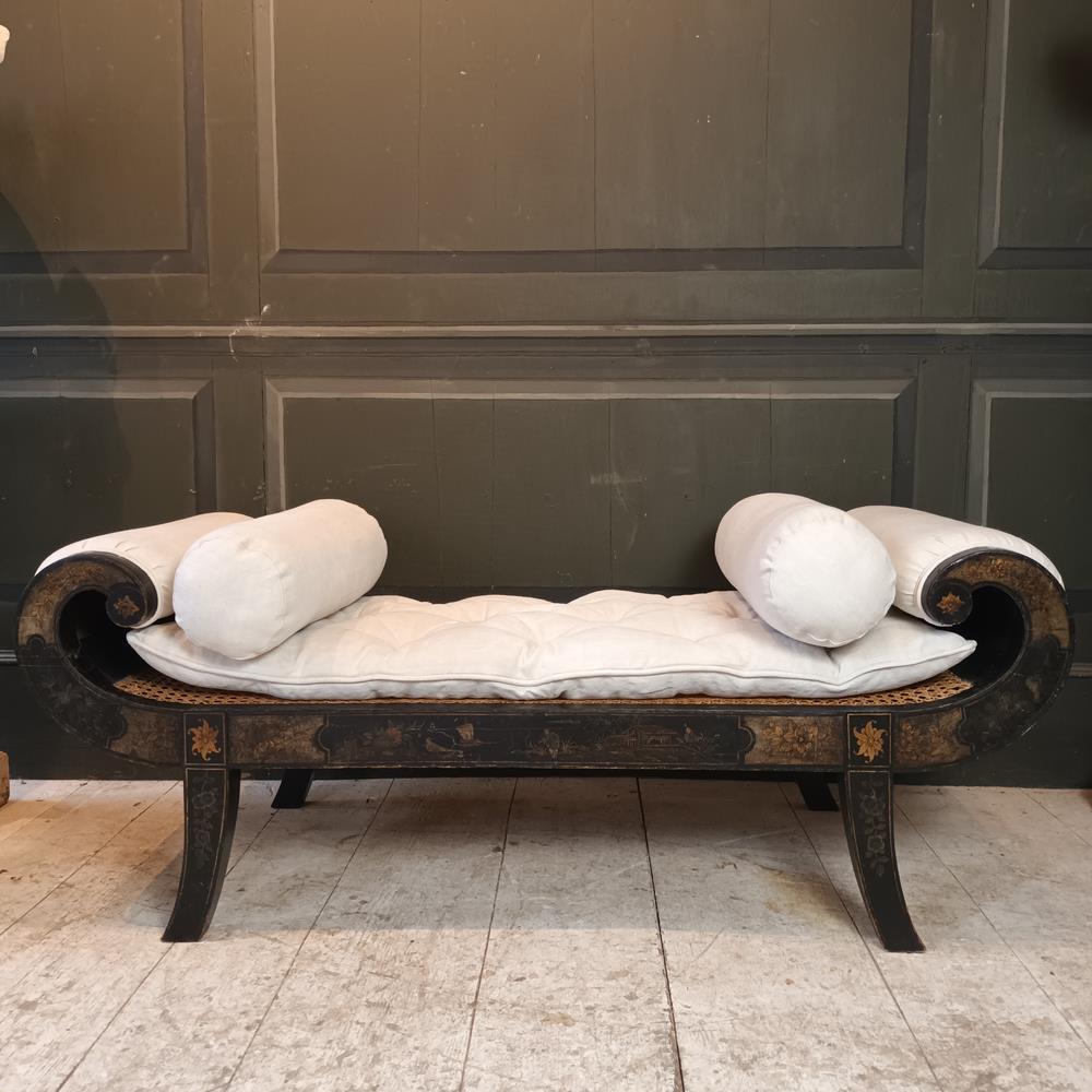 Regency Black Lacquered Window Seat