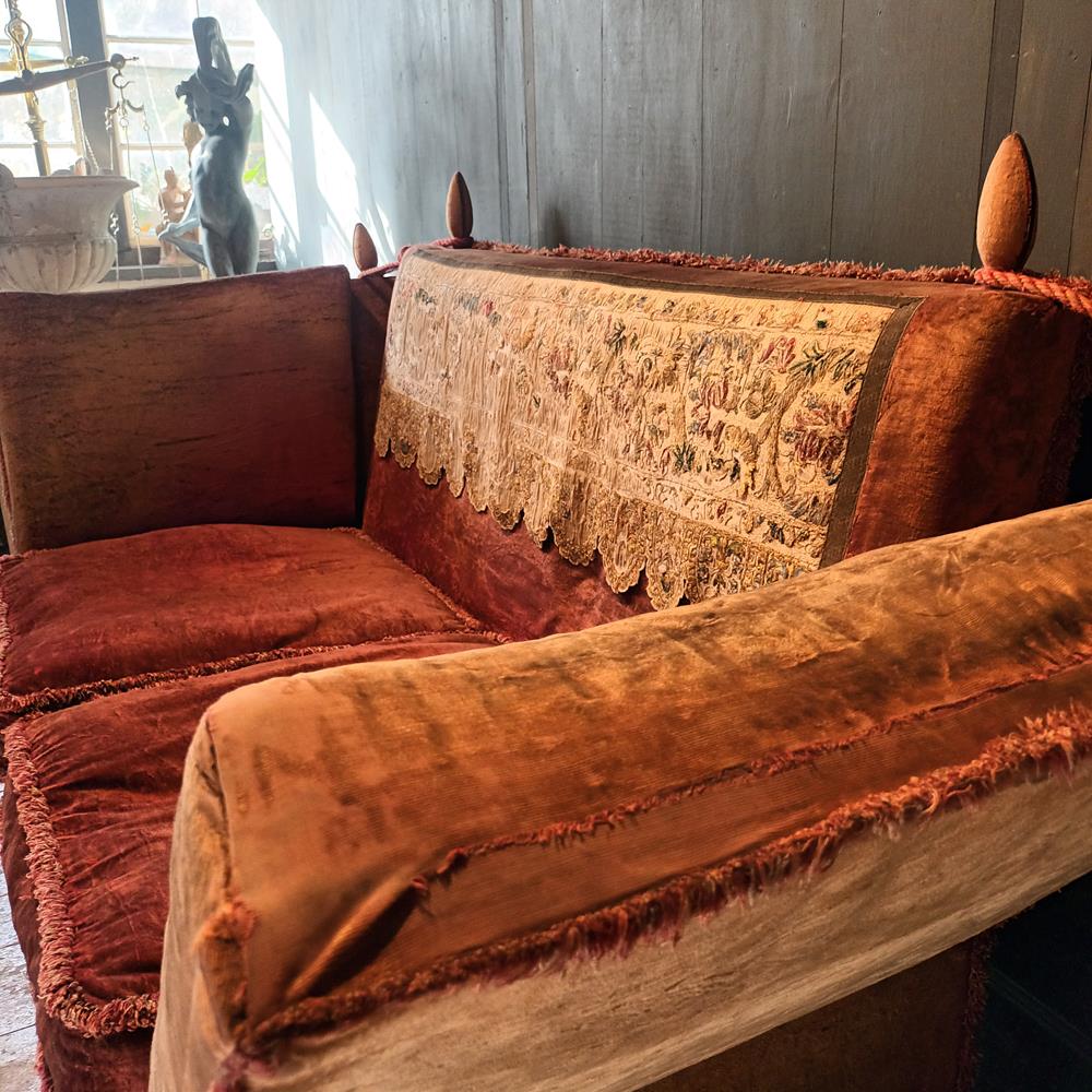 1920's Knoll Velvet Sofa