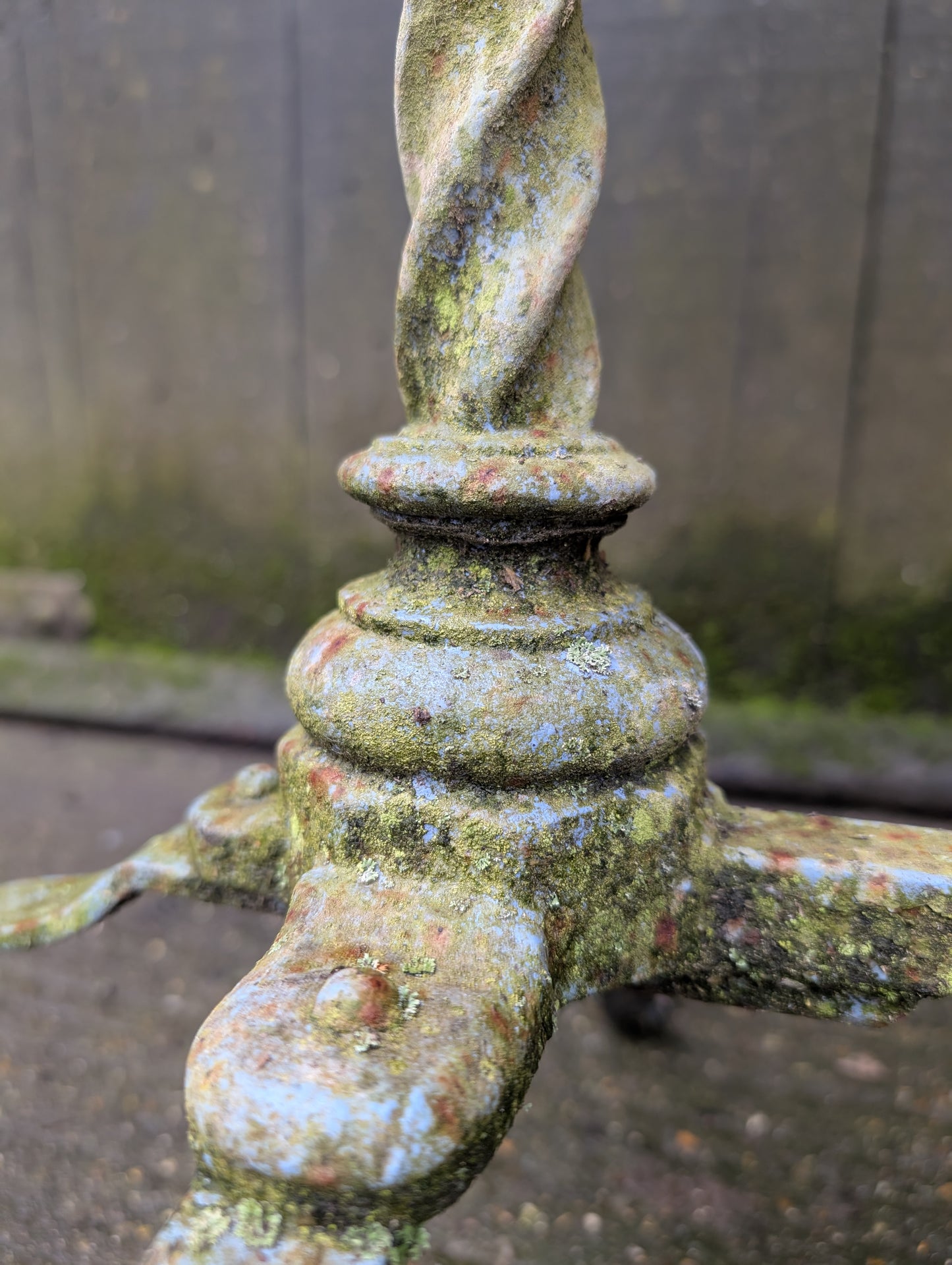 A Cast Iron Marble Top Console Table