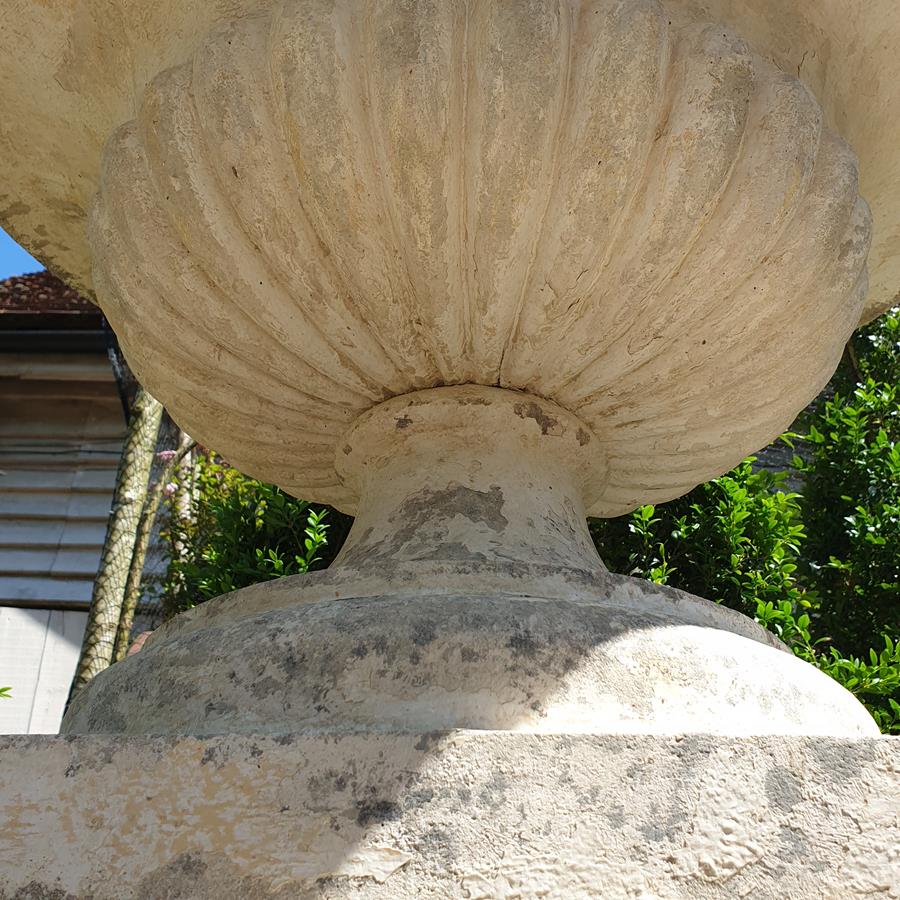 Large Painted Urn on Plinth