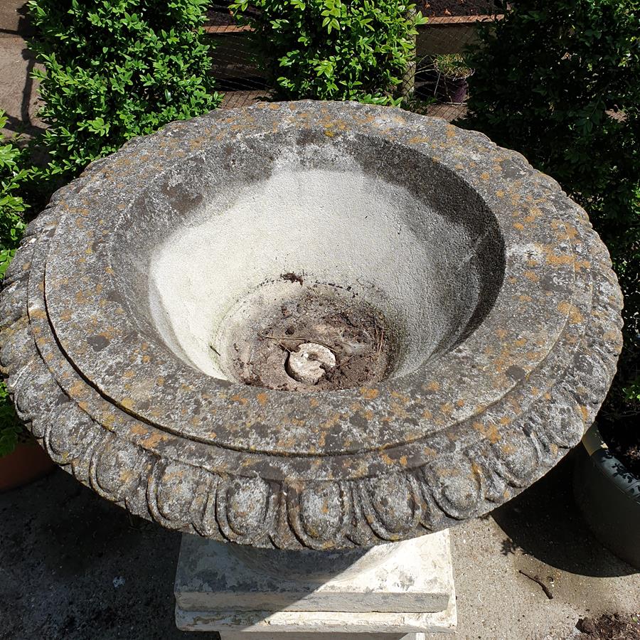 Large Painted Urn on Plinth