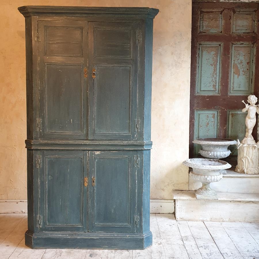 19th Century Painted Pine Corner Cupboard