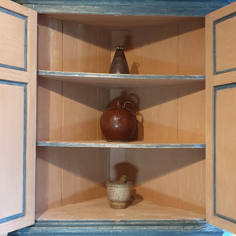 19th Century Painted Pine Corner Cupboard