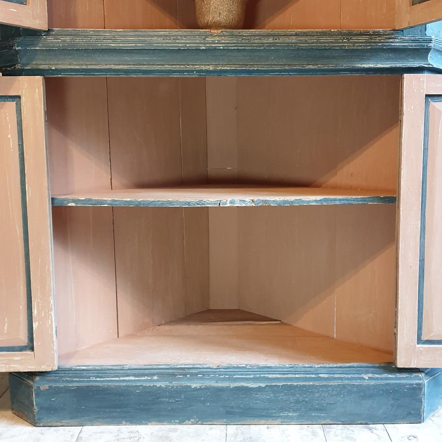 19th Century Painted Pine Corner Cupboard