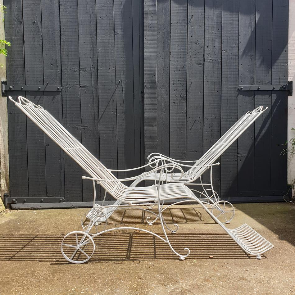 A Pair Of Painted Iron Sun Loungers