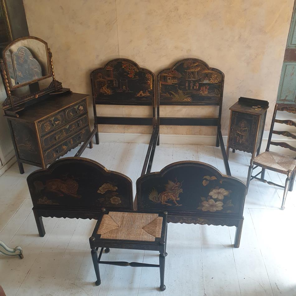 An Edwardian Chinoiserie Bedroom Suite