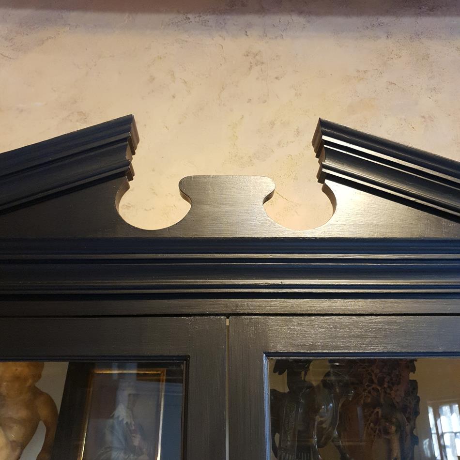 A 20th Century Ebonised Break Front Display Cabinet