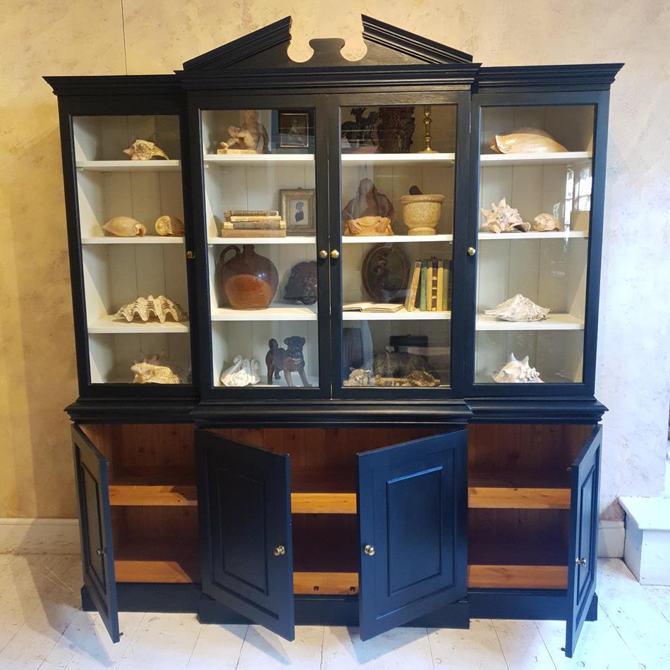 A 20th Century Ebonised Break Front Display Cabinet