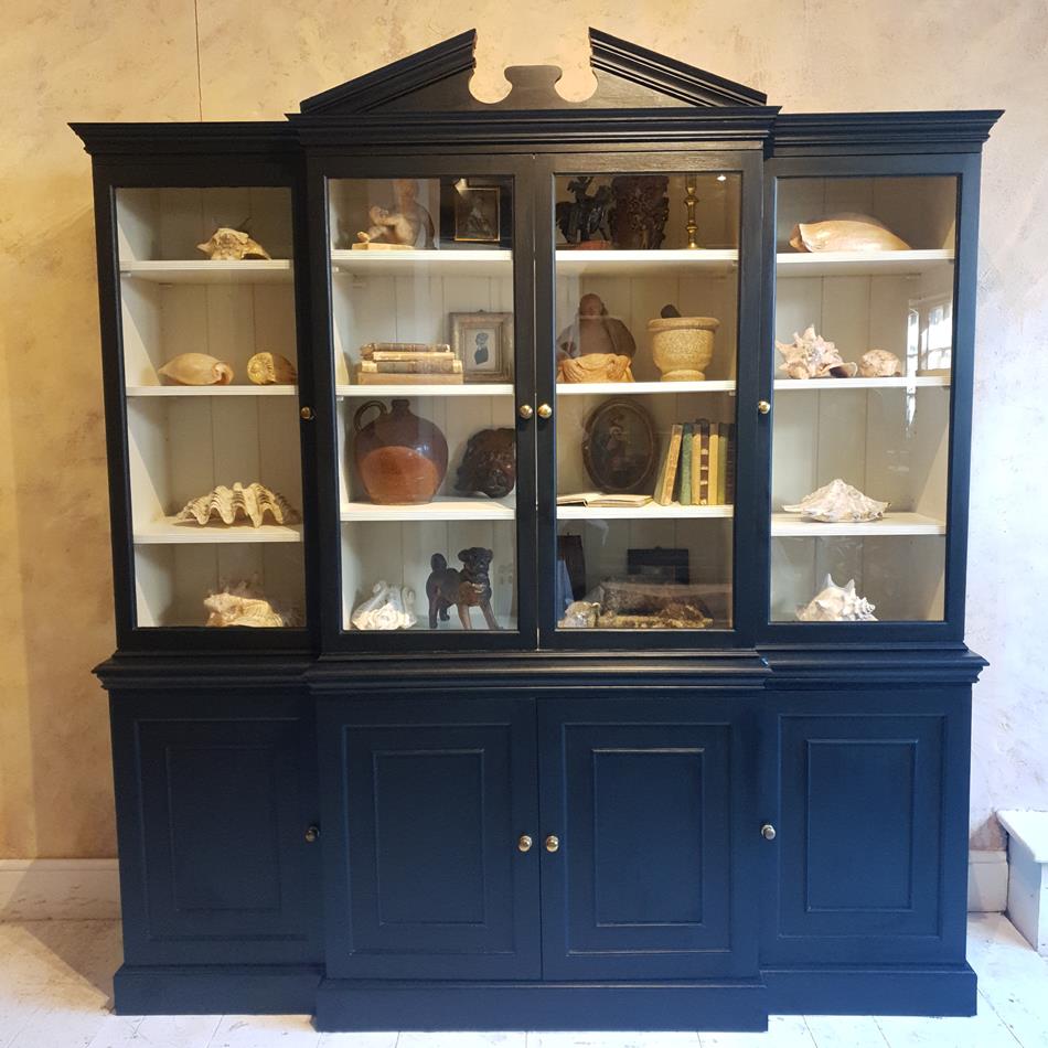 A 20th Century Ebonised Break Front Display Cabinet