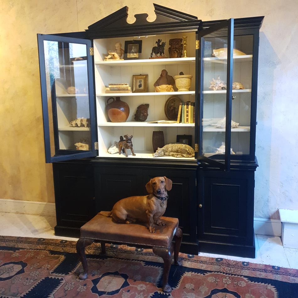 A 20th Century Ebonised Break Front Display Cabinet