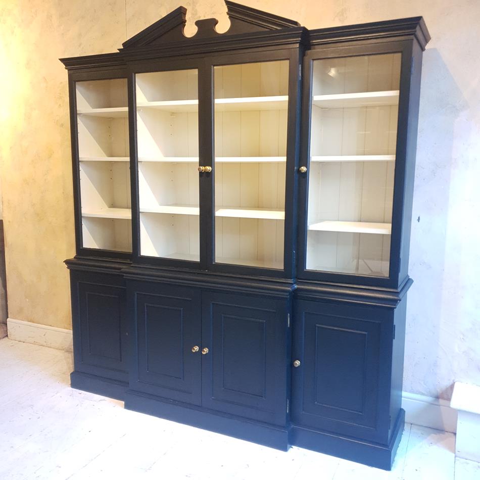 A 20th Century Ebonised Break Front Display Cabinet