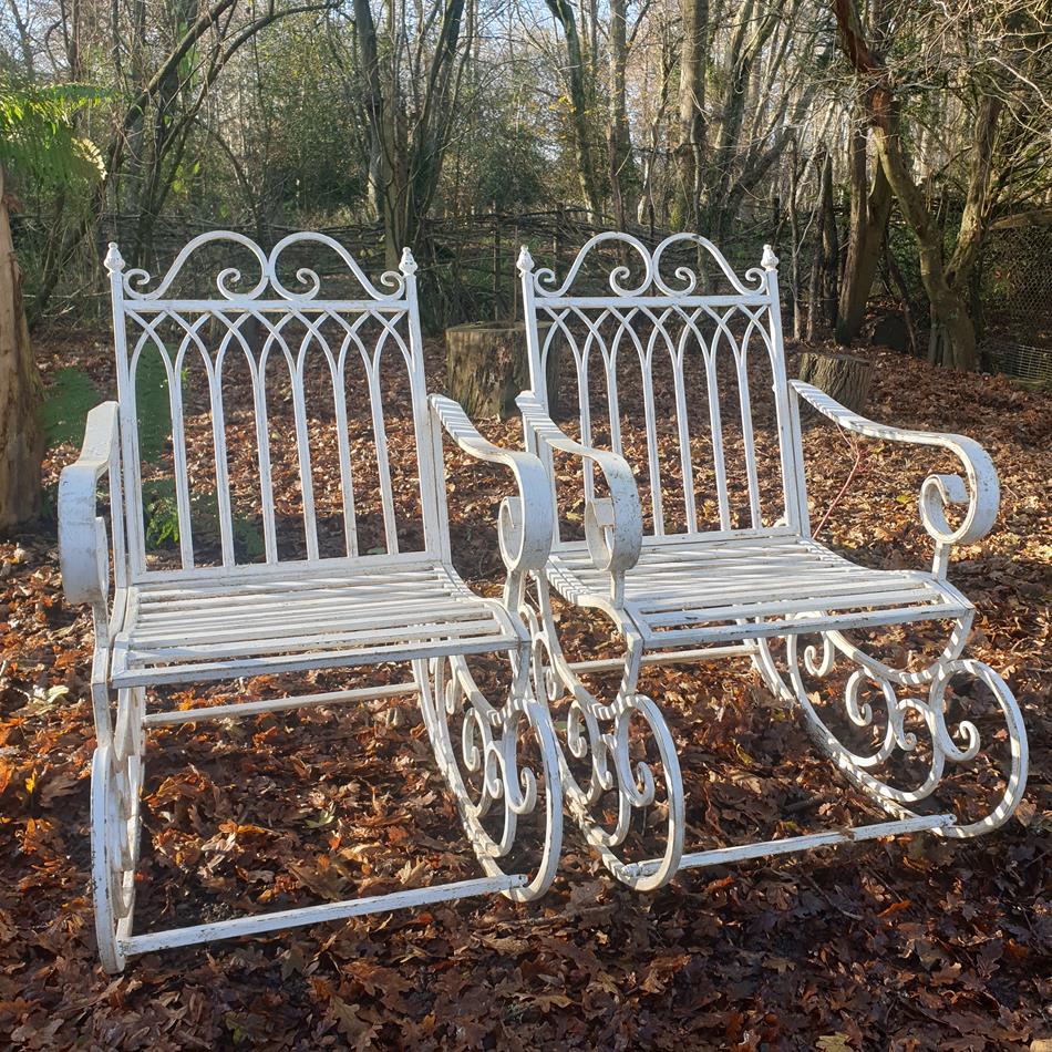 A Pair Of French Iron Rocking Chairs