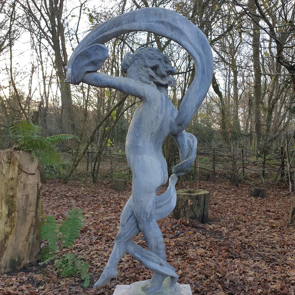 Lead Girl With Ribbon Sculpture