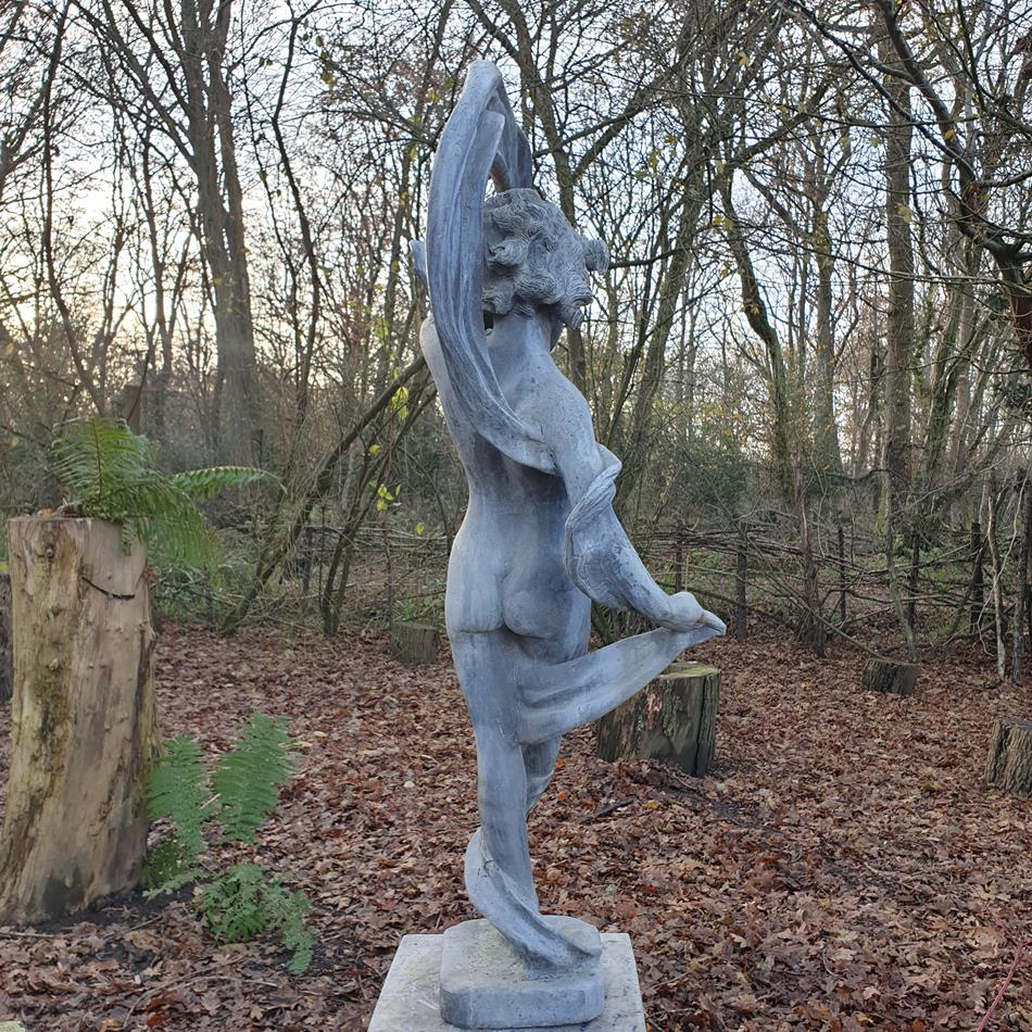 Lead Girl With Ribbon Sculpture