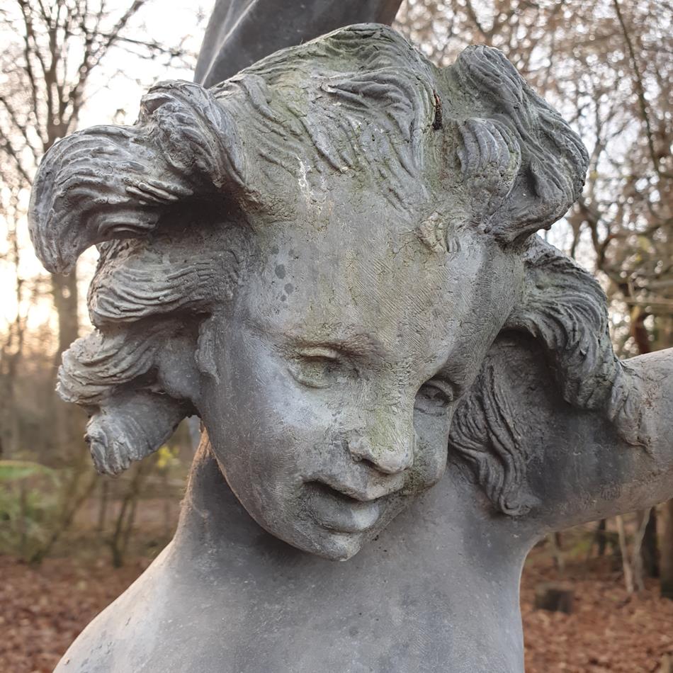 Lead Girl With Ribbon Sculpture