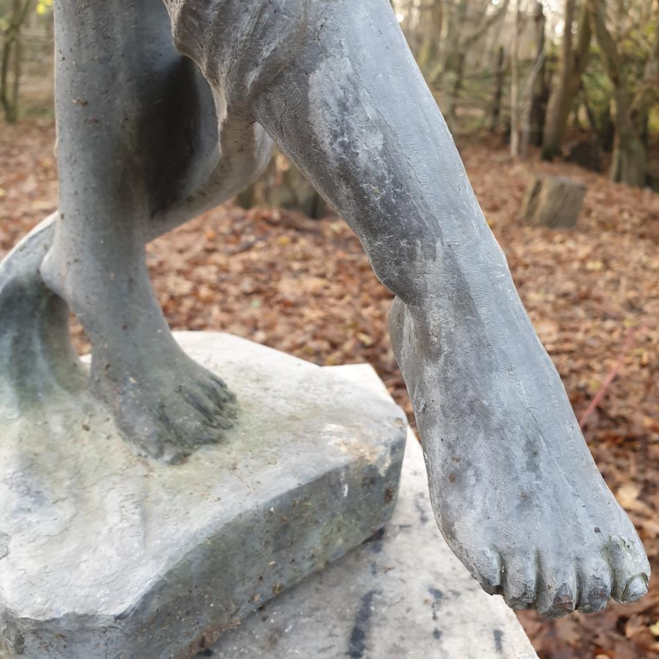 Lead Girl With Ribbon Sculpture