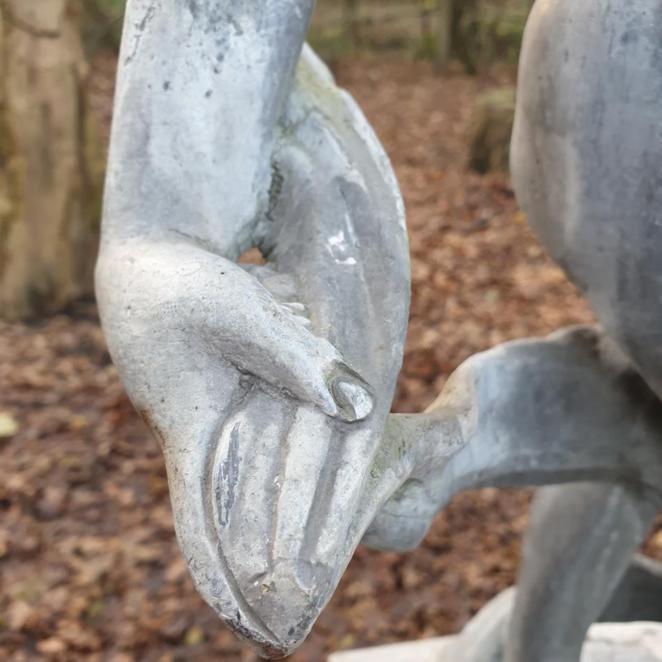 Lead Girl With Ribbon Sculpture