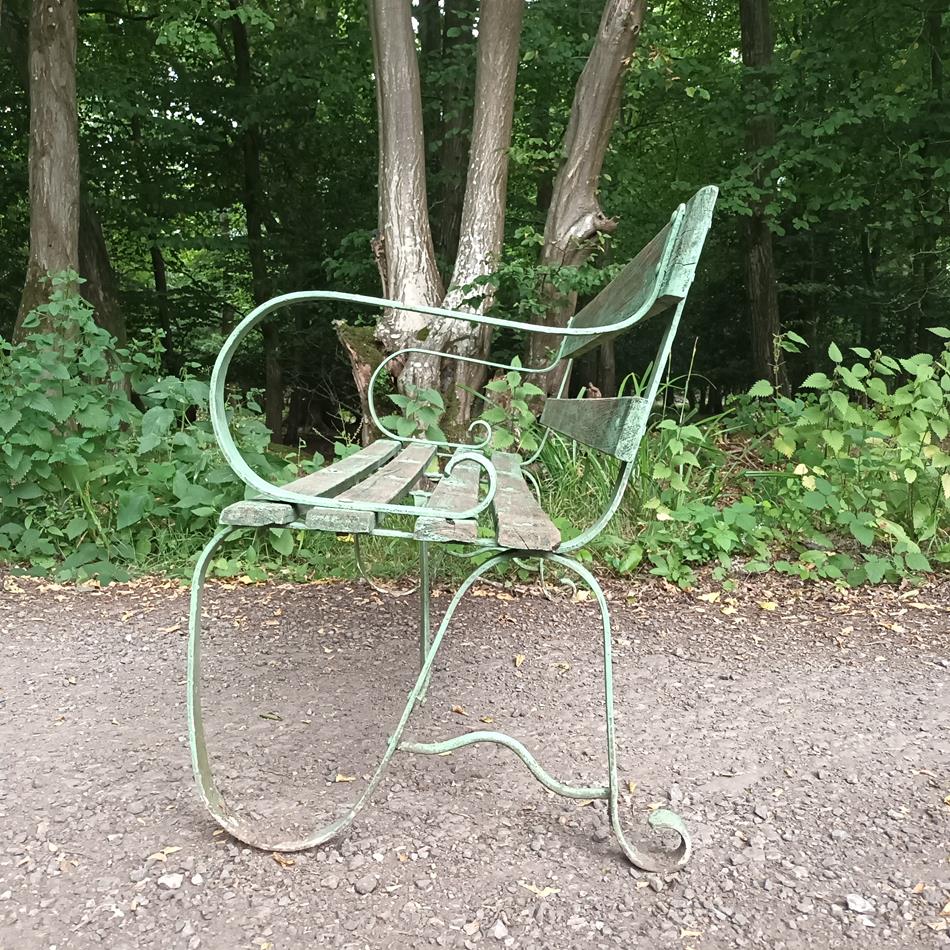 Green Garden Iron Bench
