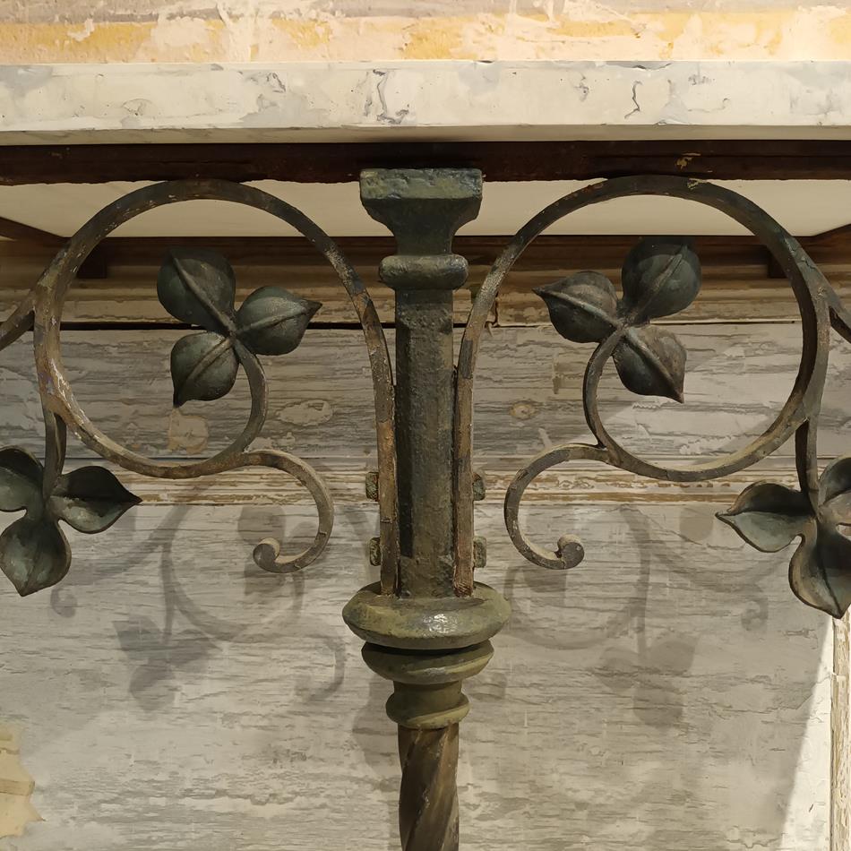A Pair Of Bronze & Iron Tripod Console Tables