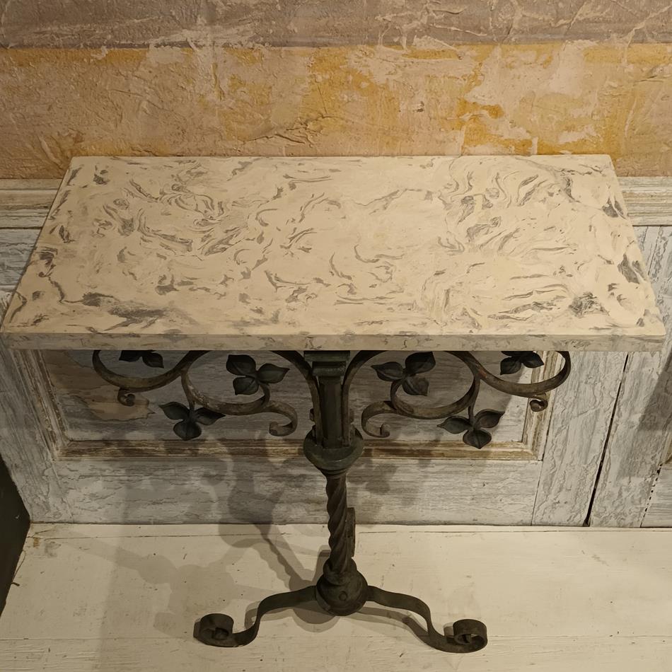 A Bronze & Iron Tripod Console Table