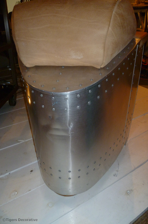 Mid 20th Century Aluminium & Leather Curved Chaise