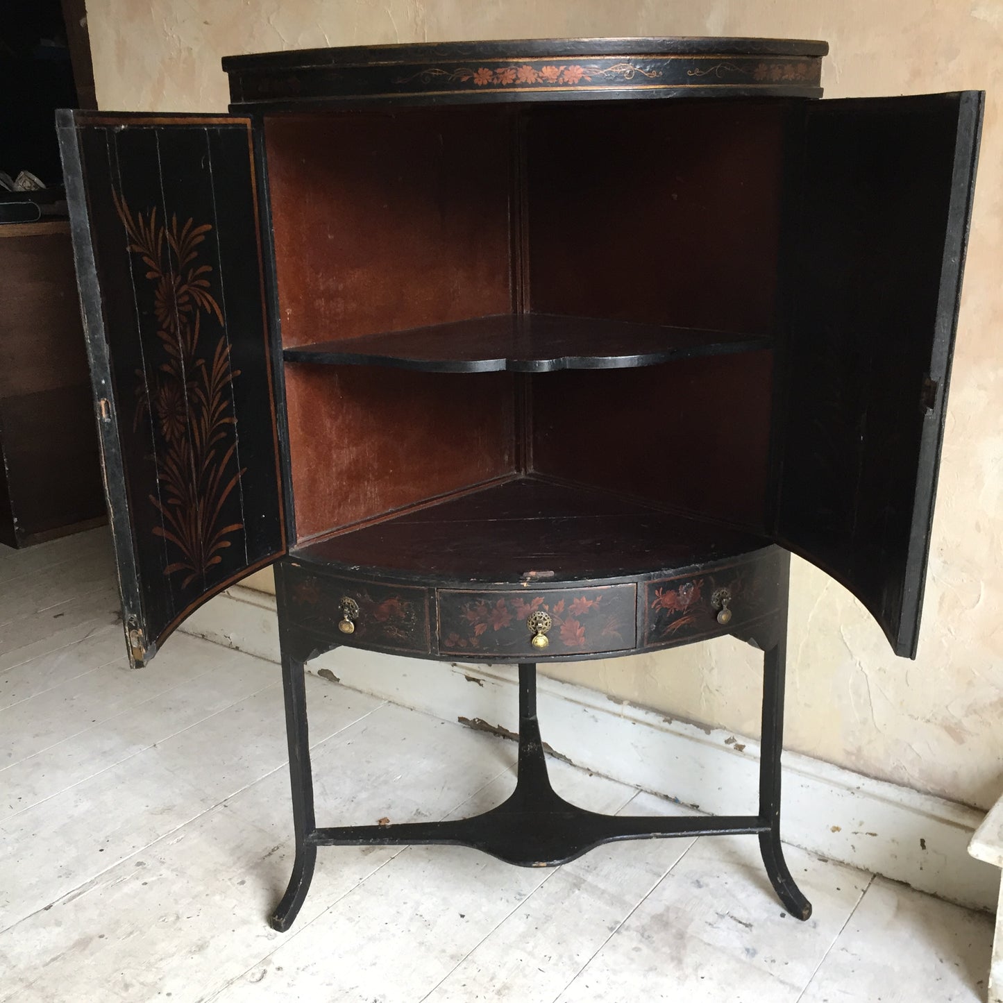 19th Century Chinoiserie Corner Cupboard