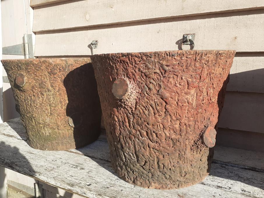 A Pair Of Faux Bois Planters