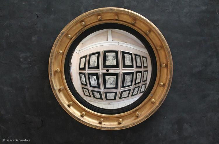 19th Century Large Gilded Circular Convex Mirror